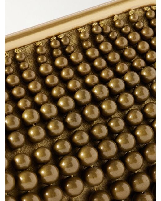 Cult Gaia Nia Mini Beaded Metallic Leather Clutch