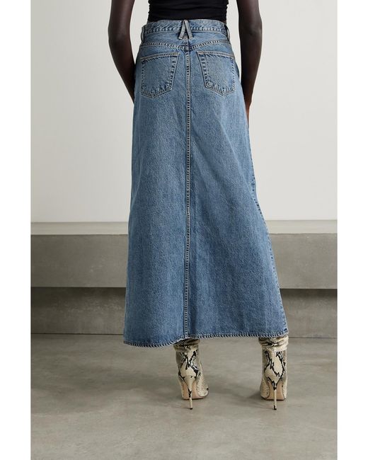 SLVRLAKE Denim Blue Dallas Organic Denim Maxi Skirt