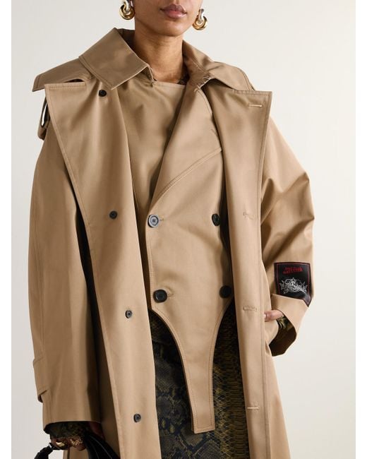 Jean Paul Gaultier Natural Mehrlagiger Trenchcoat Aus Baumwoll-Twill Mit Applikation Und Bindegürtel