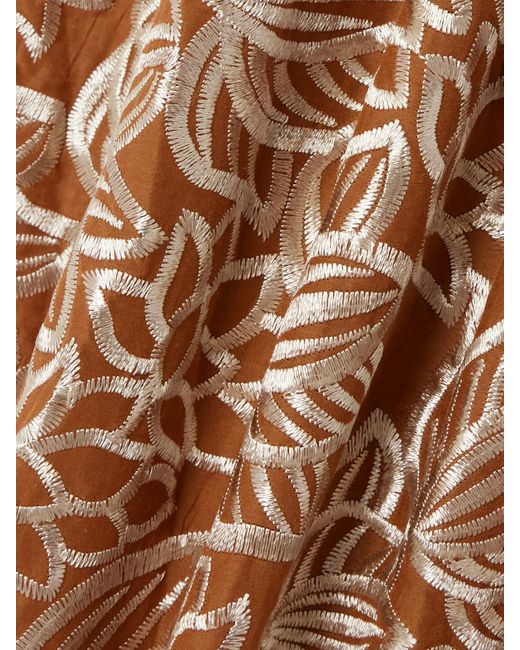 Robe Longue En Satin À Broderies Et À Fronces ‎Dima Ayad en coloris Natural