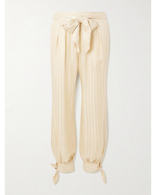 Zimmermann Natural Luna Belted Tie-Detailed Silk-Jacquard Balloon Pants