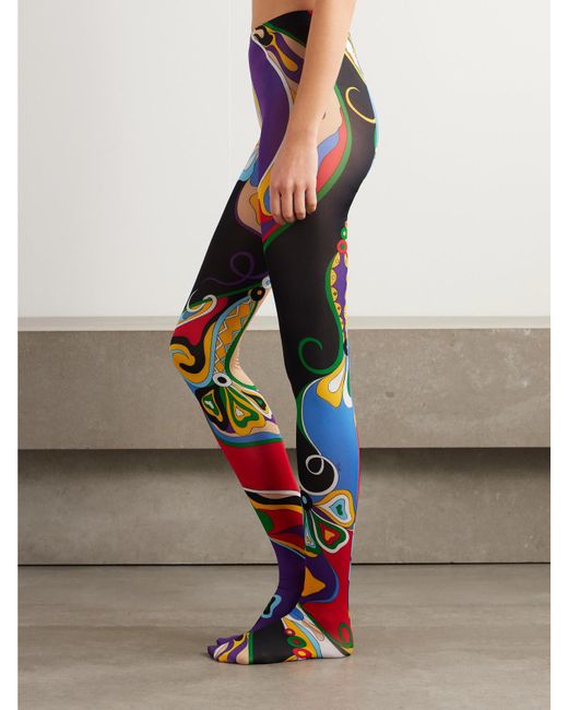 Emilio Pucci White Printed Tights