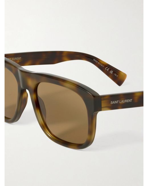 Saint Laurent Brown Square-Frame Tortoiseshell Acetate Sunglasses
