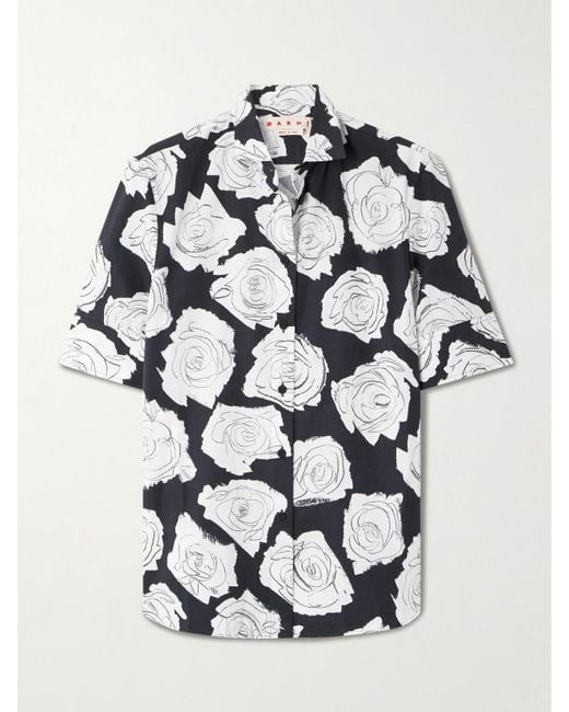 Marni White Floral-Print Cotton Shirt