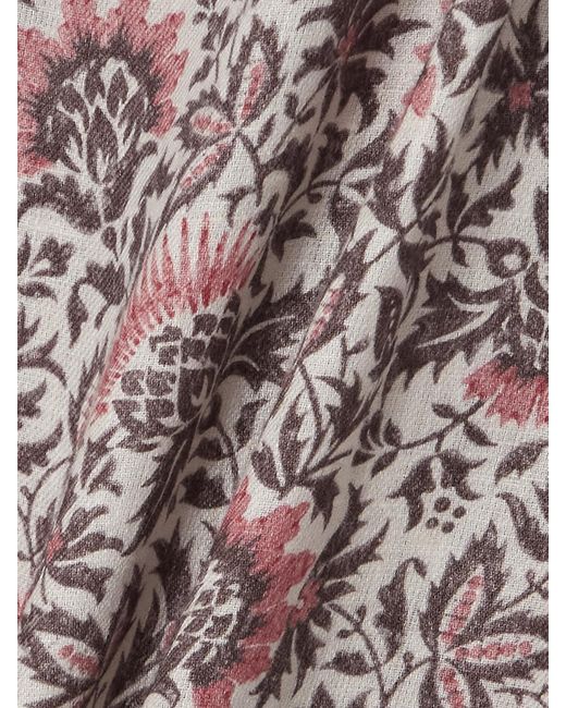 Loro Piana Pink Billie Minikleid Aus Leinen-Twill Mit Blumenprint Und Bindegürtel