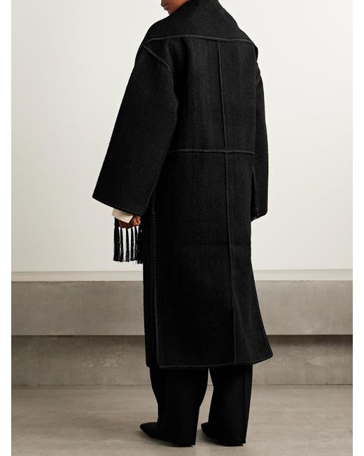 Totême  Black Jacke Aus Bouclé Aus Einer Wollmischung Mit Fransen
