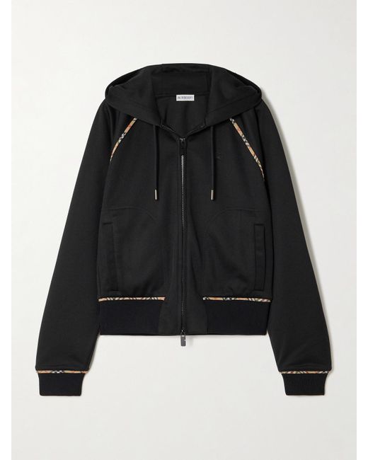 Veste De Survêtement À Capuche En Jersey À Finitions En Piqué À Carreaux Burberry en coloris Black