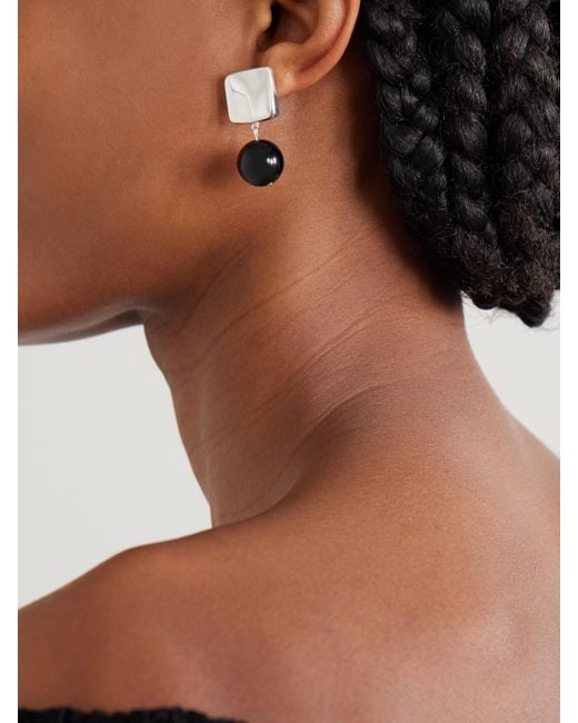 Agmes Natural Luca Recycled Sterling Onyx Earrings
