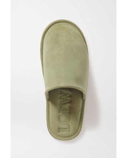 Loewe Green Suede Slippers