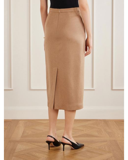 Max Mara Natural Camel Wool Midi Skirt