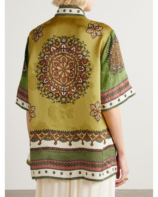 ALÉMAIS Gray Contina Printed Satin-Jacquard Shirt