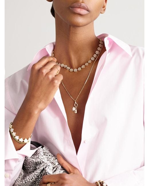 Sydney Evan Natural Lock And Heart 14-Karat Diamond Necklace