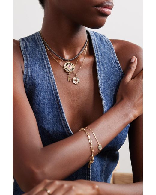 Marlo Laz Natural 14-Karat, Enamel, Sapphire, Diamond And Rubber Necklace