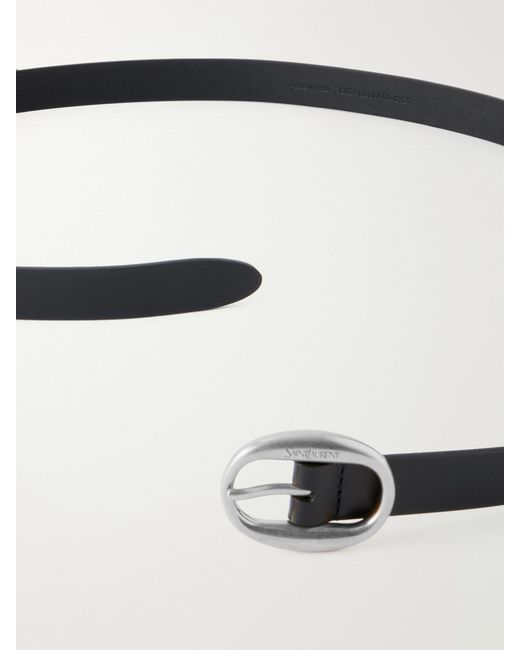 Saint Laurent Black Logo-Engraved Leather Belt