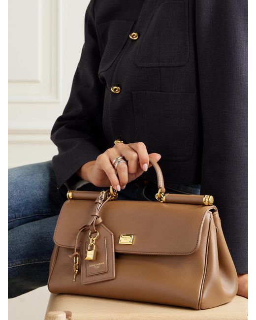 Dolce & Gabbana Brown My Sicily Schultertasche Aus Leder