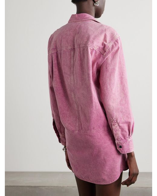 Isabel Marant Pink Ilaya Paneled Denim Mini Dress