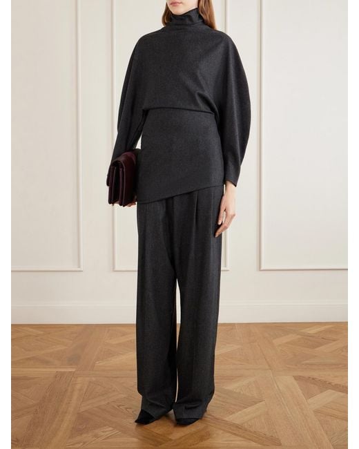 Khaite Blue Harlow Draped Wool And Cashmere-Blend Blouse