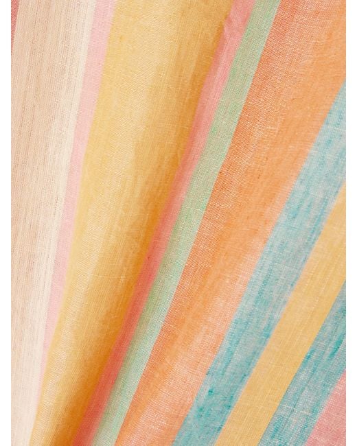 Emporio Sirenuse White Striped Linen Kaftan