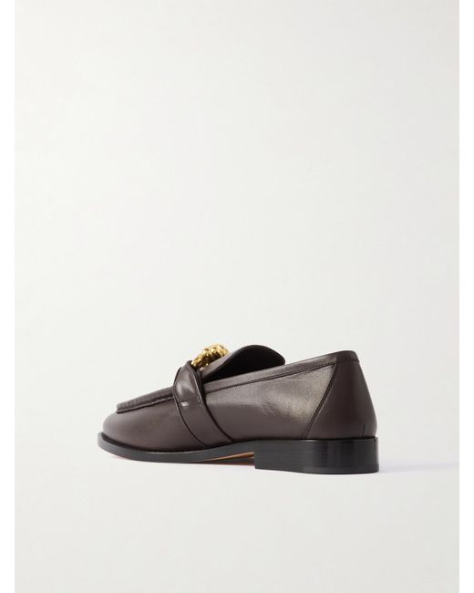 Bottega Veneta White Astaire Embellished Leather Loafers
