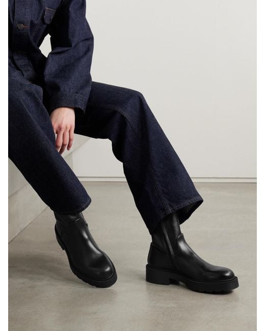 The Row Black Nobilis Leather Ankle Boots