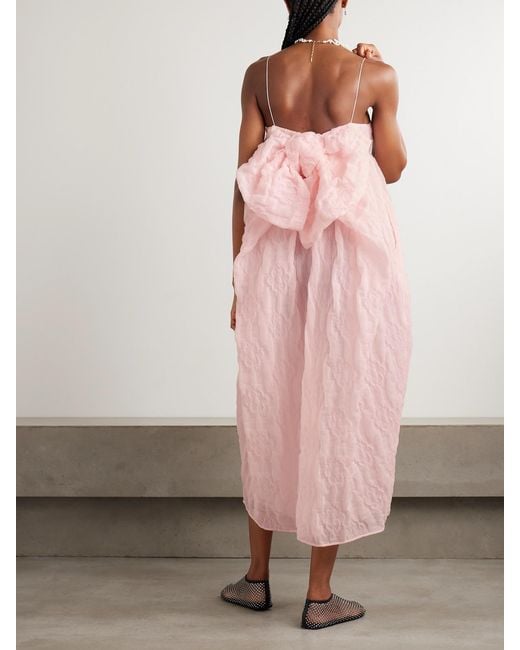 CECILIE BAHNSEN Pink Vilma Satin-Trimmed Matelassé Midi Dress