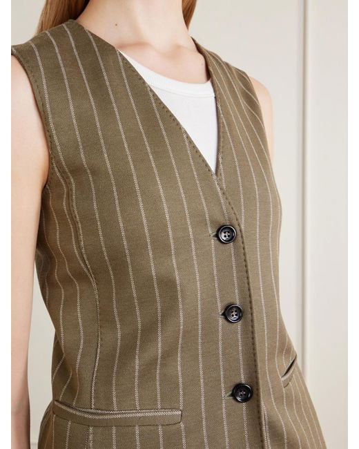 Max Mara Green Pinstriped Twill Vest