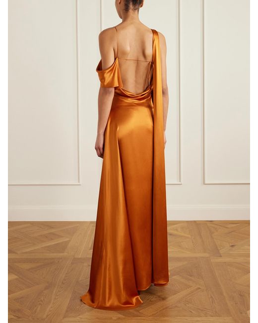 Roksanda Brown Lysa Draped Silk-Satin Gown