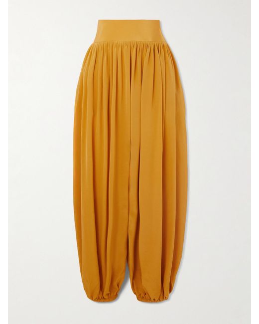 Pantalon Fuselé En Soie À Fronces Kiddo Altuzarra en coloris Yellow