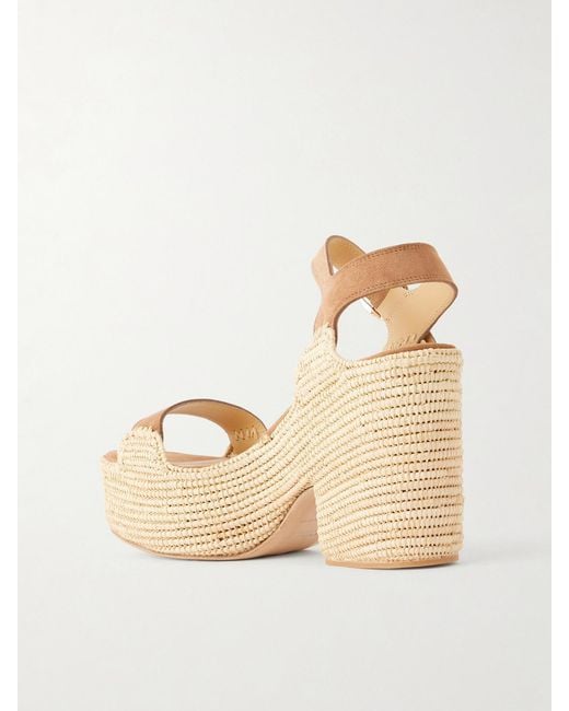 Gabriela Hearst Natural Sardis 100 Raffia-Trimmed Suede Sandals