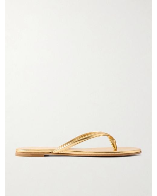 Gianvito Rossi Natural Calypso Metallic Leather Sandals