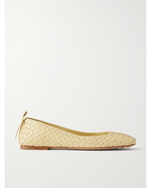 Bottega Veneta Natural Charlotte Intrecciato Leather Ballet Flats