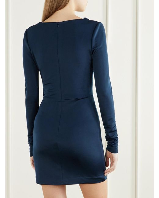 Rebecca Vallance Blue Kiana Embellished Gathered Stretch Mini Dress
