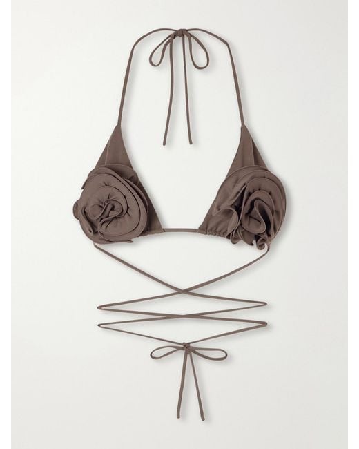 Magda Butrym Gray Appliquéd Bikini Top