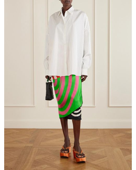 Dries Van Noten White Printed Silk Wrap Scarf-Skirt