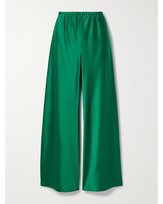 La Ligne Green Colby Satin Wide-Leg Pants