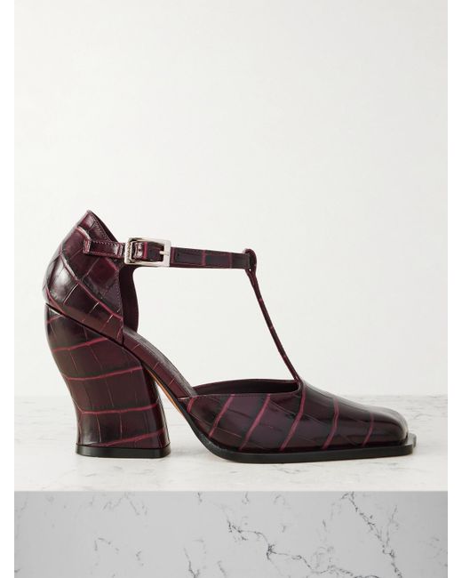 Loewe Red Onda Pumps Aus Leder Mit Krokodileffekt