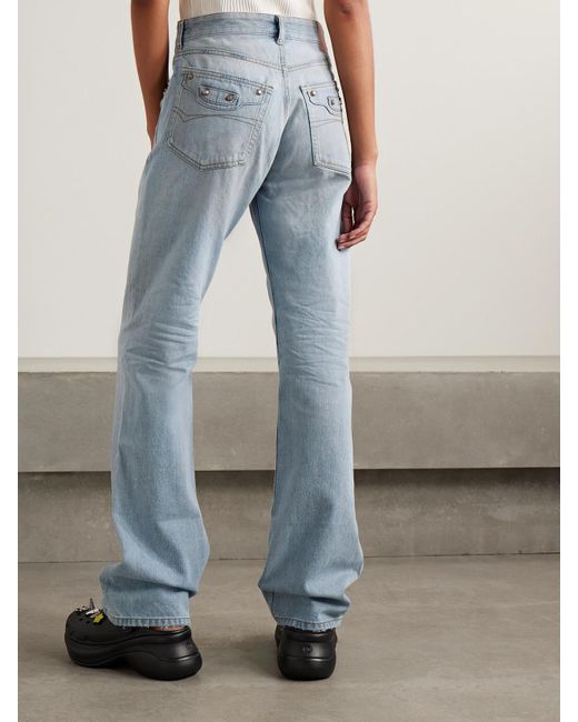 Balenciaga Blue City Studded High-Rise Straight-Leg Jeans