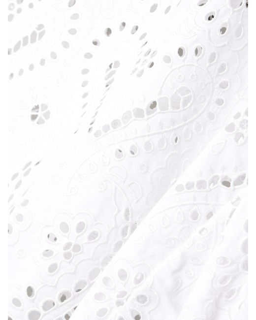 Etro White Scalloped Broderie Anglaise Cotton-Blend Poplin Blouse