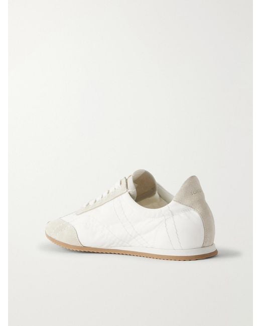 Totême  White Flex Suede-Trimmed Shell Sneakers