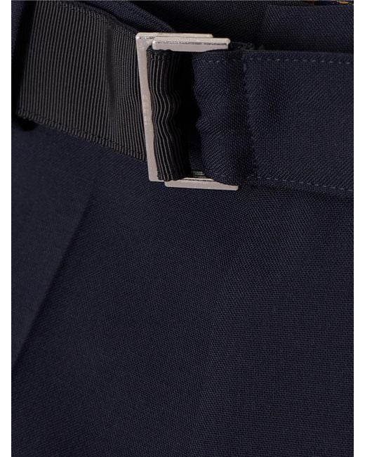 Sacai Blue Shorts Aus Denim Und Shell Mit Falten Und Gürtel