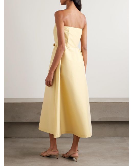 BERNADETTE Natural Bodette Strapless Bow-Detailed Taffeta Midi Dress
