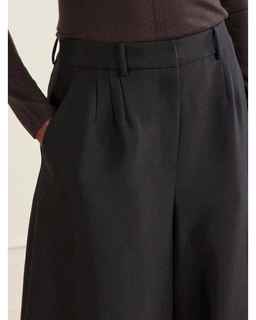 Magda Butrym Blue Pleated Wool And Mohair-Blend Barrel-Leg Pants