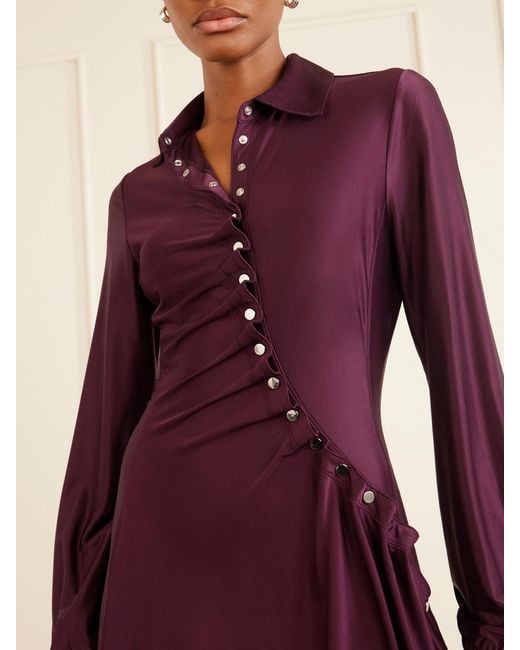 Rabanne Purple Pleated Jersey-Satin Mini Dress