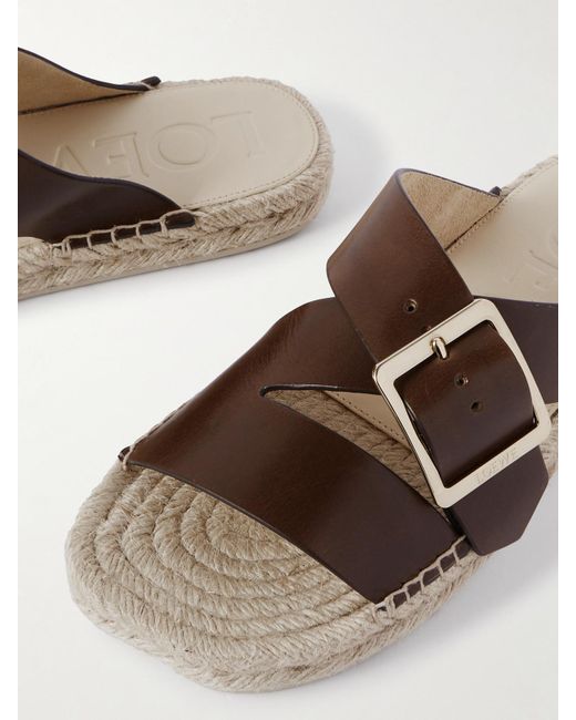 Loewe Brown Paula's Ibiza Leather Platform Sandals