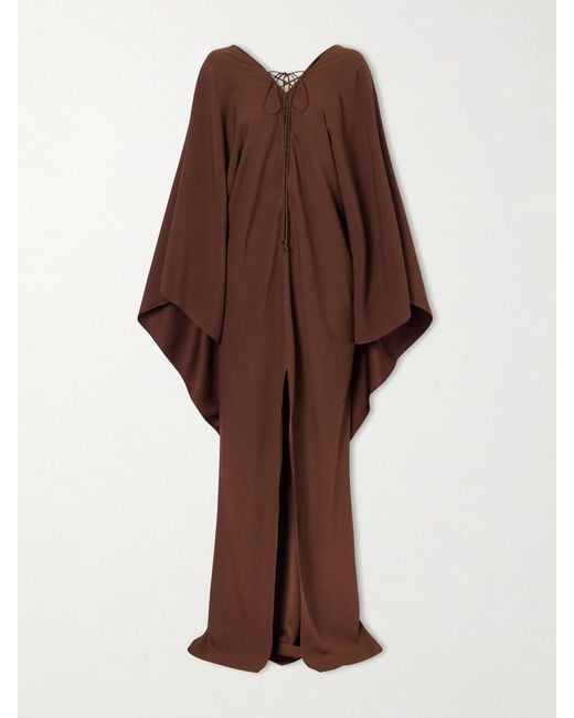 Taller Marmo Brown Sahara Lace-Up Cady Gown