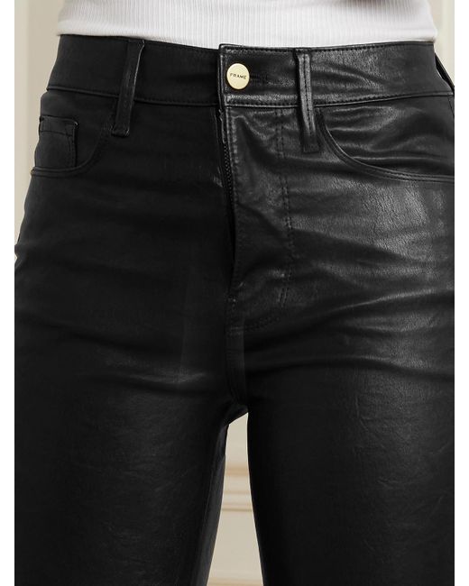 Pantalon Slim Taille Haute En Cuir Le Sylvie FRAME en coloris Black