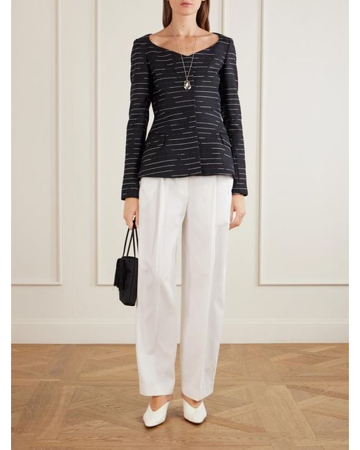 LIBEROWE Black Charlotte Striped Wool-Gabardine Blouse