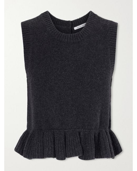 CECILIE BAHNSEN Blue Ruffled Cashmere And Wool-Blend Sweater Vest