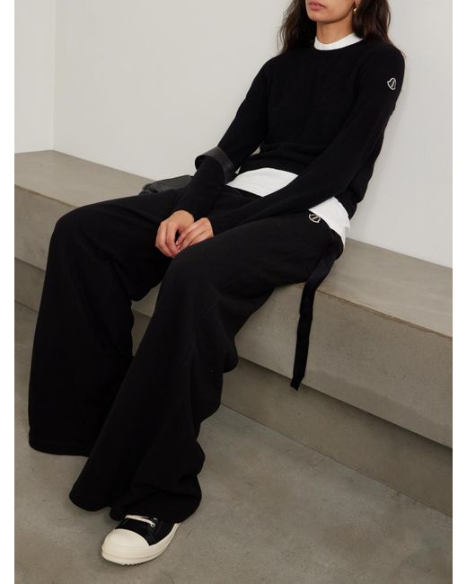 Rick Owens Black Moncler Biker Pullover Aus Einer Woll-Kaschmirmischung Mit Jacquard-Muster