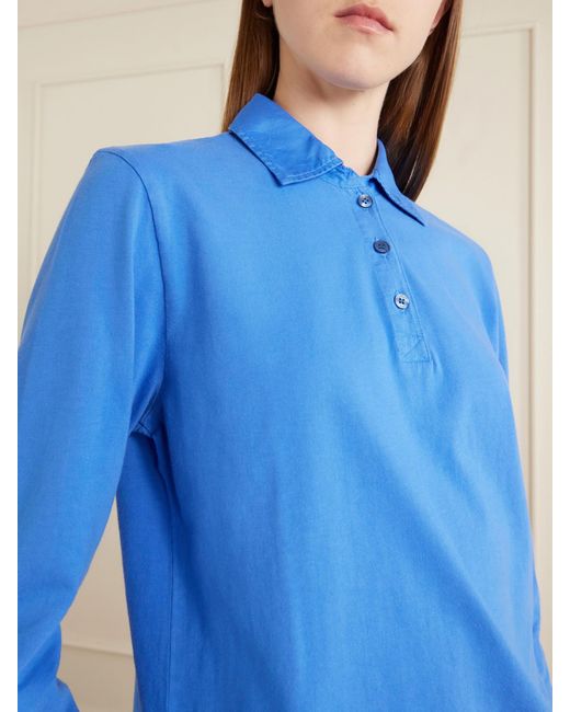 Leset Blue Margo Cotton-Jersey Polo Shirt